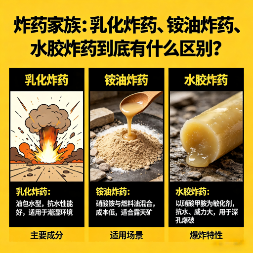 延吉炸药家族：乳化炸药、铵油炸药、水胶炸药到底有什么区别？
